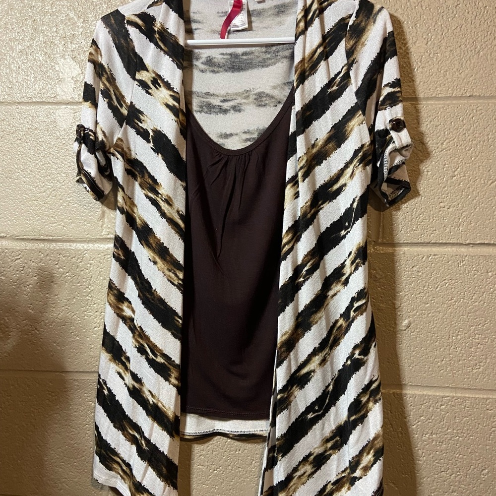 Brown and white blouse size large